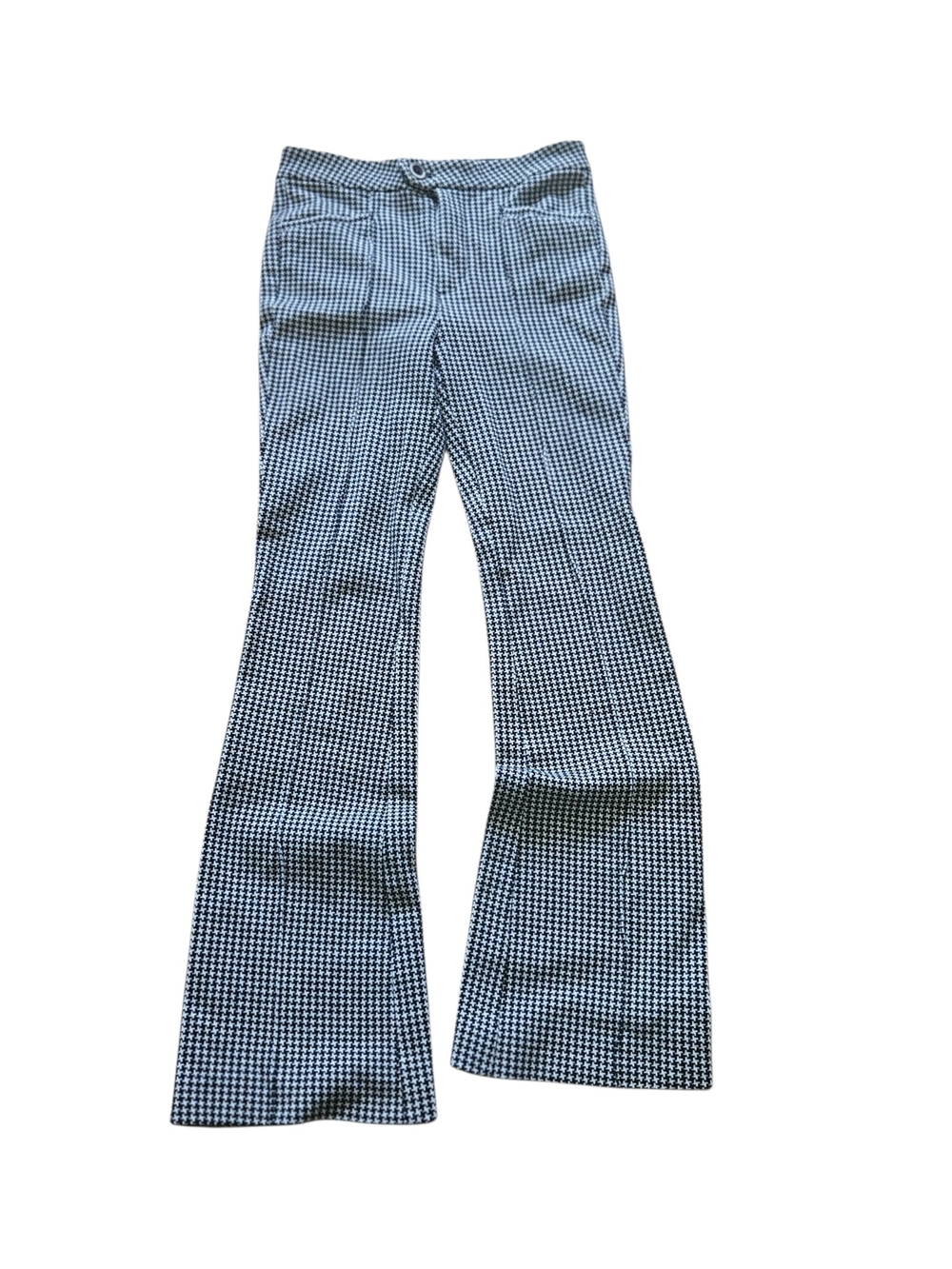 ​Anthropologie The Essential Trouser Flare Pants Houndstooth Black White Size 0